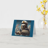 Sloth Sailor Karte (Gelbe Blume)