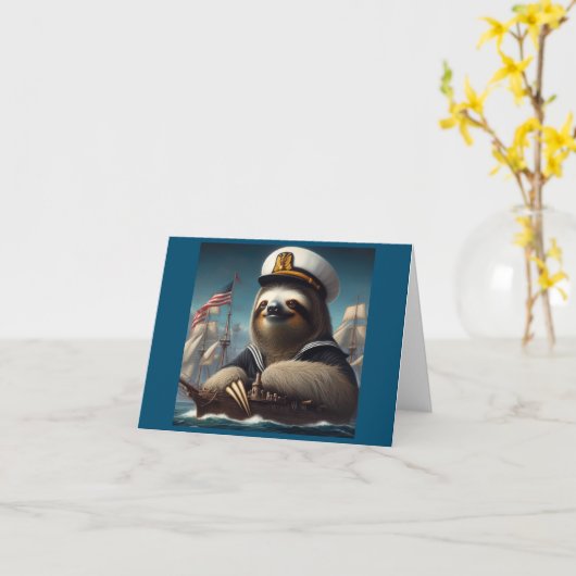 Sloth Sailor Karte (Gelbe Blume)