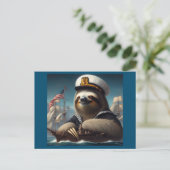 Sloth Sailor Postkarte (Stehend Vorderseite)