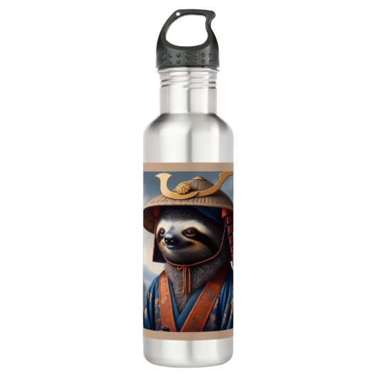 Sloth Samurai Edelstahlflasche (Vorderseite)