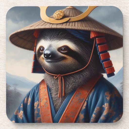 Sloth Samurai Getränkeuntersetzer (Vorderseite)
