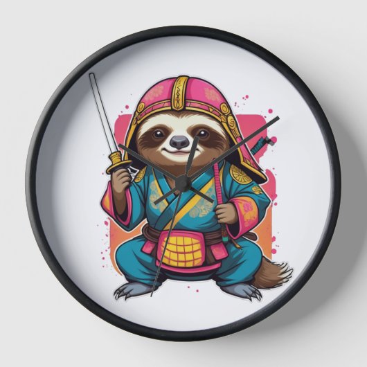 Sloth Samurai Halloween Unique Ninja Kriegerdekor Uhr (Vorderseite)