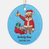 Sloth Santa Christmas Animal Snowy Winterurlaub Keramik Ornament (Links)