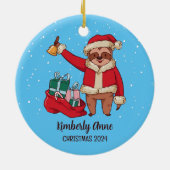 Sloth Santa Christmas Animal Snowy Winterurlaub Keramik Ornament (Hinten)