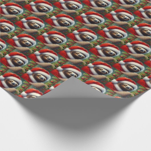 Sloth Santa Claus Geschenkpapier (Ecke)