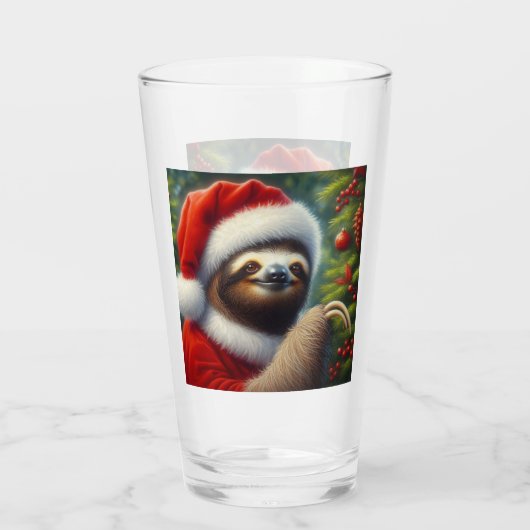 Sloth Santa Claus Glas (Rückseite)