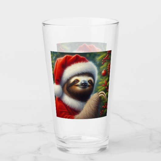 Sloth Santa Claus Glas (Vorderseite)