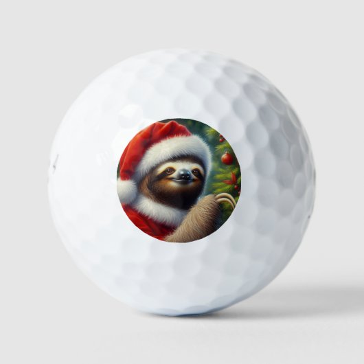 Sloth Santa Claus Golfball (Vorderseite)