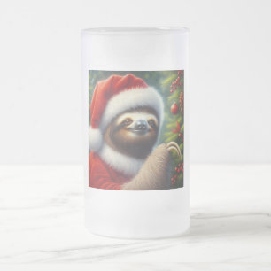 Sloth Santa Claus Mattglas Bierglas