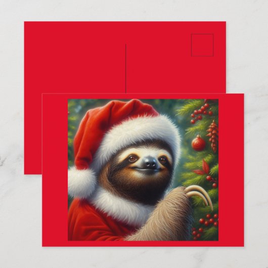 Sloth Santa Claus Postkarte (Vorne/Hinten)