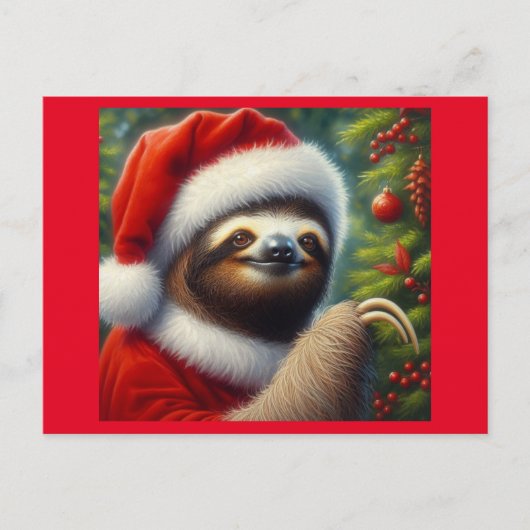 Sloth Santa Claus Postkarte (Vorderseite)