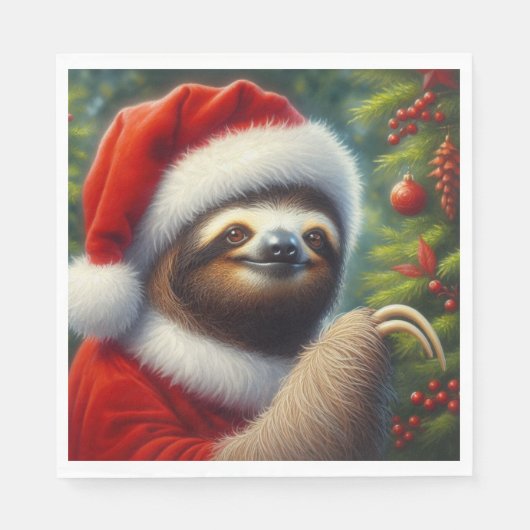Sloth Santa Claus Serviette (Vorderseite)