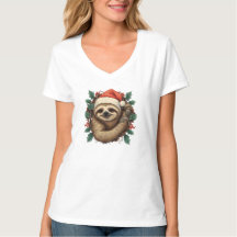 Sloth Santa Claus Weihnachten Niedlicher Cartoon