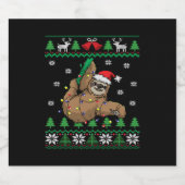 Sloth Santa Funny Holiday Sloth Lover Ugly Schaumweinetikett (Einzelnes Label)