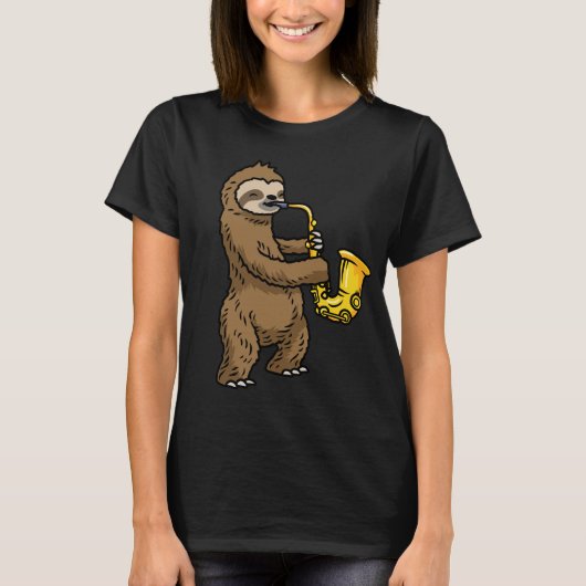 Sloth Saxophon T-Shirt (Vorderseite)