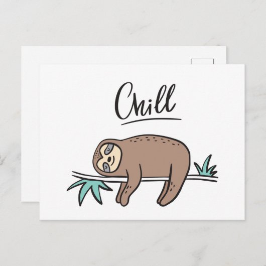 Sloth Says Chill Postkarte (Vorne/Hinten)