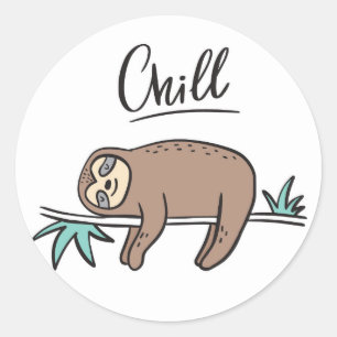 Sloth Says Chill Runder Aufkleber
