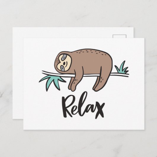 Sloth Says Relax Postkarte (Vorne/Hinten)