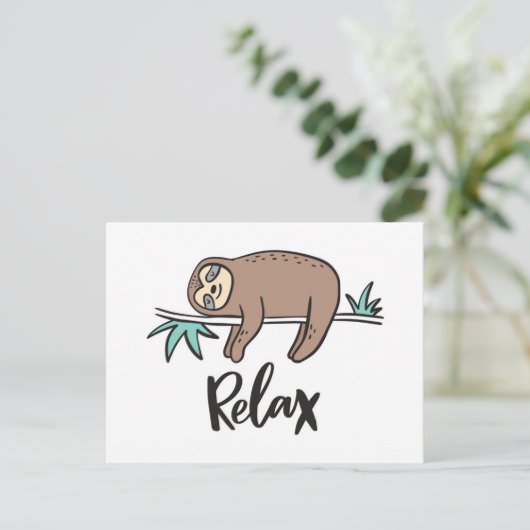 Sloth Says Relax Postkarte (Stehend Vorderseite)