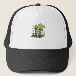 Sloth Shamrock Kariert Leopard St Patricks Day Män Truckerkappe