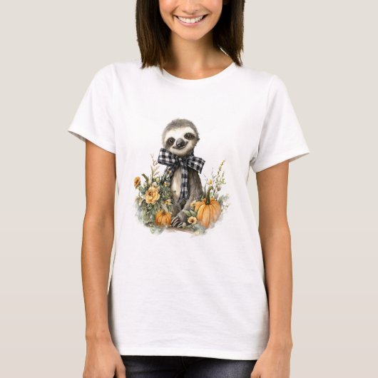 Sloth Shirt Animals Autumn Pumpkin (Vorderseite)