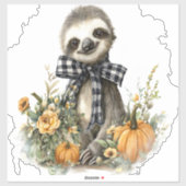 Sloth Shirt Animals Autumn Pumpkin Aufkleber (Blatt)