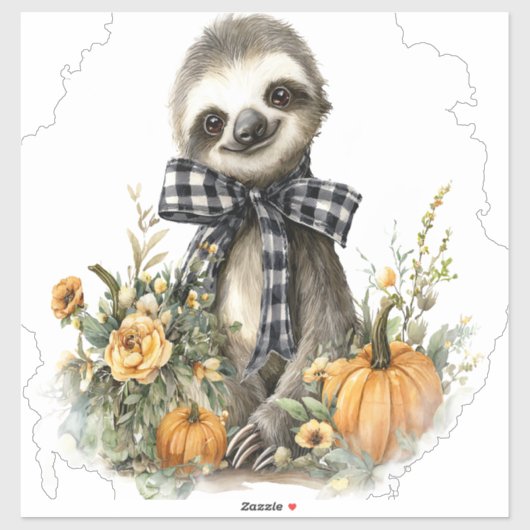Sloth Shirt Animals Autumn Pumpkin Aufkleber (Blatt)