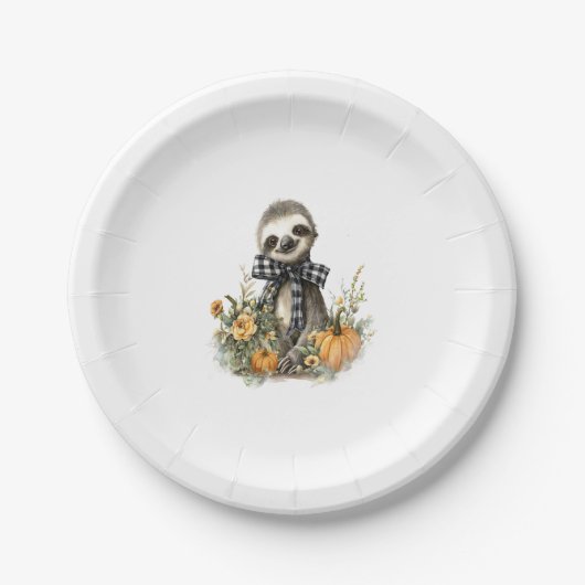 Sloth Shirt Animals Autumn Pumpkin Pappteller (Vorderseite)