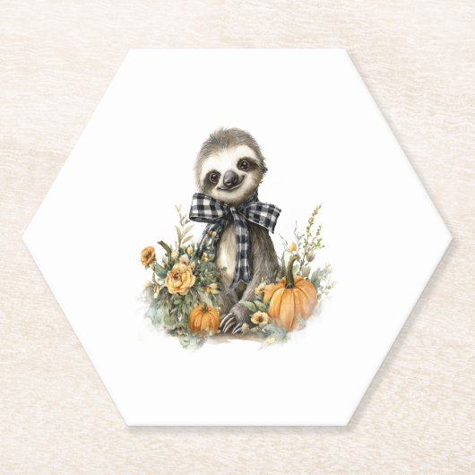 Sloth Shirt Animals Autumn Pumpkin Untersetzer (Vorderseite)