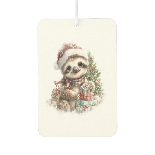 Sloth Shirt Christmas Santa Hat Autolufterfrischer (Vorderseite)