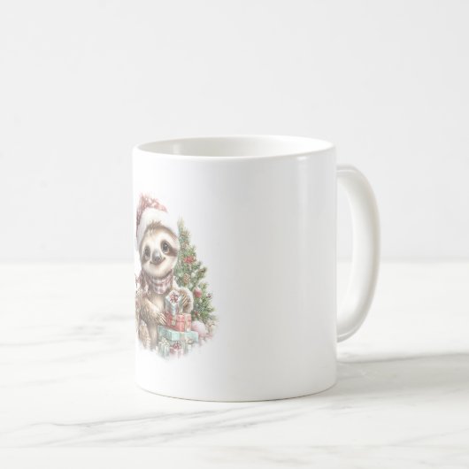 Sloth Shirt Christmas Santa Hat Kaffeetasse (VorderseiteRechts)