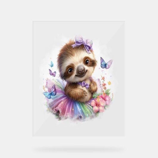 Sloth Shirt Safari Rainbow Summer Acrylschild (Vorderseite)