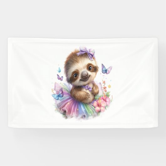 Sloth Shirt Safari Rainbow Summer Banner (Horizontal)