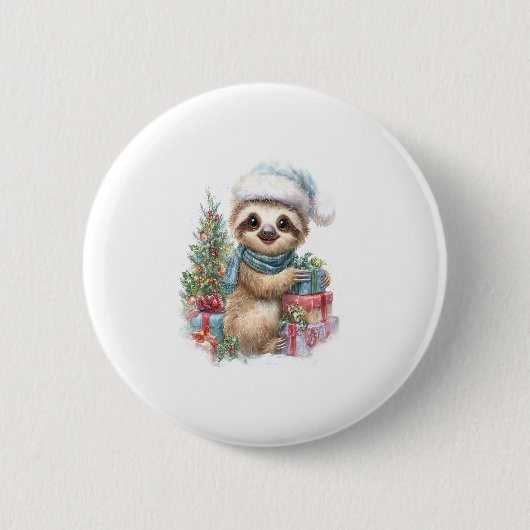 Sloth Shirt Safari Weihnachten Weihnachten Button (Vorderseite)