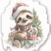 Sloth Shirt Weihnachtsfeier Weihnachtsmannmütze Aufkleber (Vorderseite)
