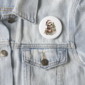 Sloth Shirt Weihnachtsfeier Weihnachtsmannmütze Button (Beispiel)