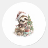 Sloth Shirt Weihnachtsfeier Weihnachtsmannmütze Runder Aufkleber (Vorderseite)