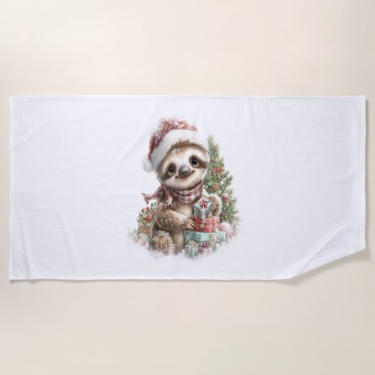 Sloth Shirt Weihnachtsfeier Weihnachtsmannmütze Strandtuch (Vorderseite)