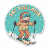Sloth Ski - Funny Winter Sloth Ski Sie später Aufkleber (Vorderseite)
