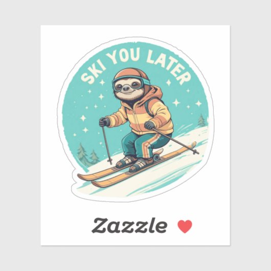 Sloth Ski - Funny Winter Sloth Ski Sie später Aufkleber (Blatt)