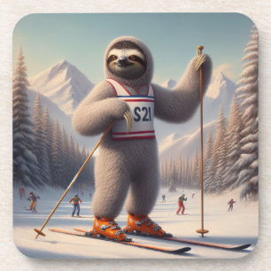 Sloth Skiing Getränkeuntersetzer