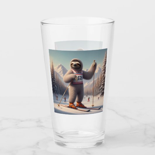 Sloth Skiing Glas (Vorderseite)