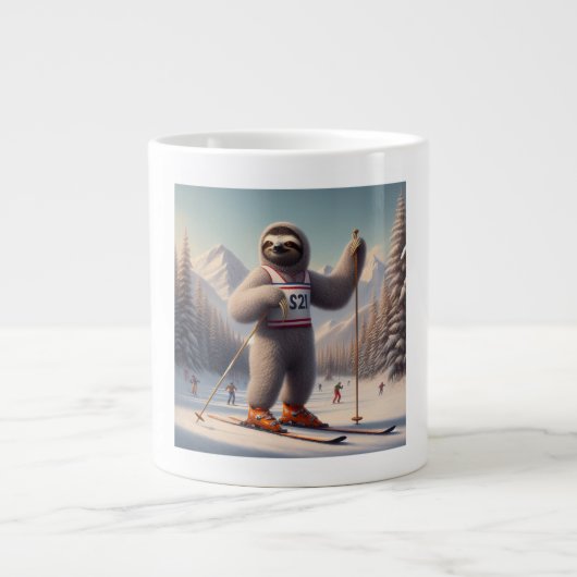 Sloth Skiing Jumbo-Tasse (Vorderseite)
