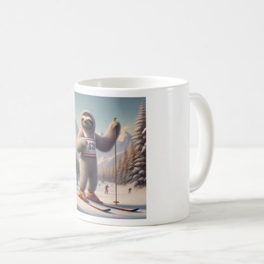 Sloth Skiing Kaffeetasse (VorderseiteRechts)