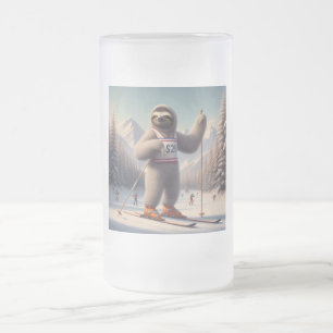 Sloth Skiing Mattglas Bierglas