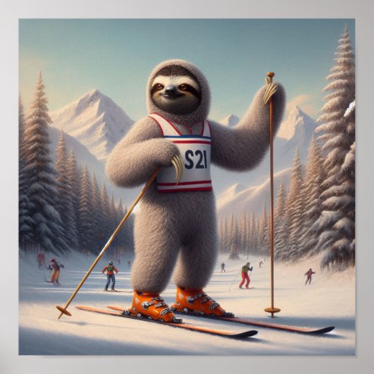 Sloth Skiing Poster (Vorne)