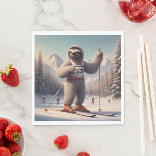 Sloth Skiing Serviette (Beispiel)