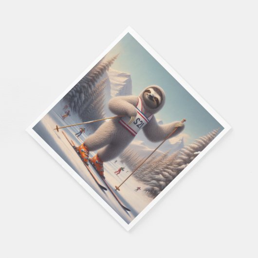 Sloth Skiing Serviette (Ecke)