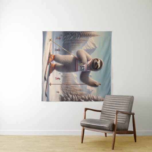 Sloth Skiing Wandteppich (Beispiel (Horizontal))