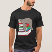 Sloth Sleeg auf Büchern Liebe Bücher und Slots T-Shirt (Vorderseite)